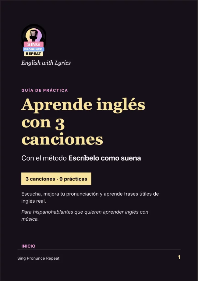 Portada real de la guía Aprende inglés con 3 canciones